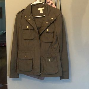 Fall green military utility jacket